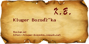 Kluger Bozsóka névjegykártya